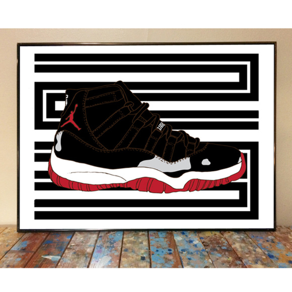11x17 AIR JORDAN 11 BRED DRAWING ART PRINT - Picture 1 of 1